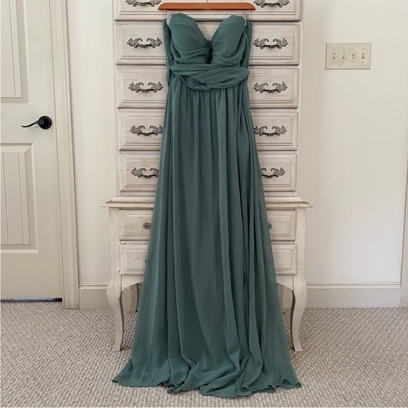 Birdy Grey Sea Glass Grace Bridesmaid Convertible Chiffon Dress - Picture 9 of 15